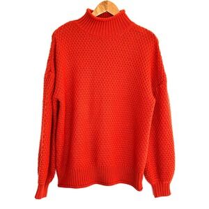 Jouica Sweater Women's XL Orange Acrylic Textured Mock Neck Long Sleeve Pullover